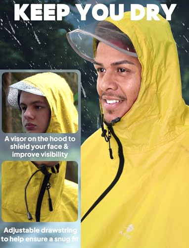ANYOO Waterproof Rain Poncho Bike Bicycle Rain Capes Lightweight Compact Reusable for Adults - color: Yellow