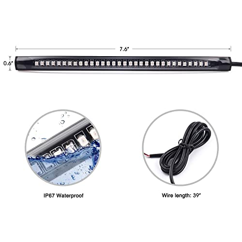 Nilight 32 LED 8’’ Flexible License Plate Light Strip Tail Brake Stop Turn Signal Universal Fit for Harley Motorcycle Bike ATV Car SUV - color: Amber Red