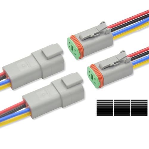DT 2 Sets 4 Pin Connector Kit Waterproof Electrical Connector 16 AWG Male and Female Automotive Wire Connectors for Car Truck Boat (4 Pin 2 Sets) - size: 4 Pin 2 Sets