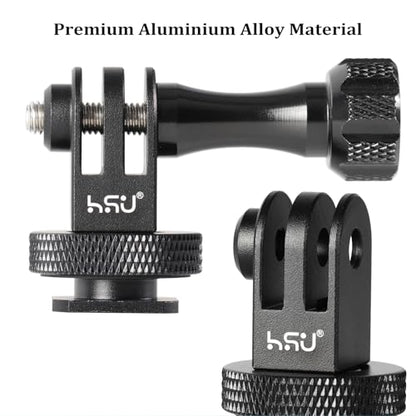 HSU Aluminum Cold Shoe Mount Adapter, 1/4-20 screw hole Tripod Mount Adapter for GoPro Hero 13/12/11/10/9/8/7/6, DJI Osmo Action AKASO, Applicable for Tripod Selfie Stick Monopod and DSLR Camera Flash