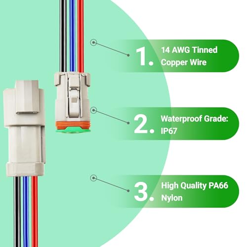 14 AWG 3 Pin DT Connector, 3 Wire Automotive Waterproof Electrical Connectors, 14 Gauge Male and Female Quick Connect Harness for Car Truck Boat -4 Pack - style: 3 Pin