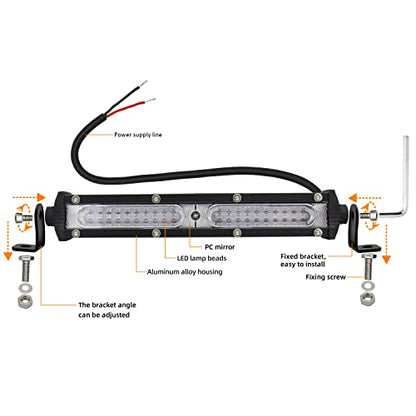 Ultra Slim Single Row Blue LED Offroad Driving Fog Lights Bar 2Pcs 7Inch Waterproof Auxiliary Work Lights Forklift Safety Lights Boat Lights Hunting Fishing Lights fit for Fish Hog UTV Golf Boat Cars - size: Blue