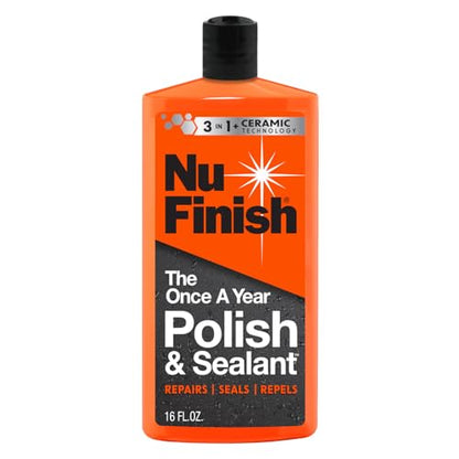 Nu Finish Once a Year Polish and Sealant - Professional Car Polish, 3-in-1 Ceramic Technology to Repair Scratches & Protect Paint, Gift for car Lovers - style: Polish and Sealant
