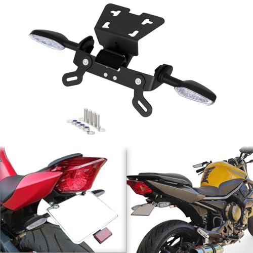FZ6R Fender Eliminator Kit Compatible with XJ6N XJ6 Diversion XJ6 Diversion F FZ-6R Tail Tidy License Plate Mount with Turn Signals Rear & LED License Plate Light (Clear) - color: Clear