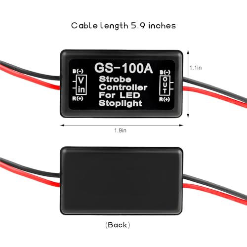 2 PCS Flash Strobe Controller, 12V-24V GS-100A LED Flasher Brake Light Strobe Module, Universal Flashing Module Controller for Motorcycles Cars Trucks Tail Stop Lamp