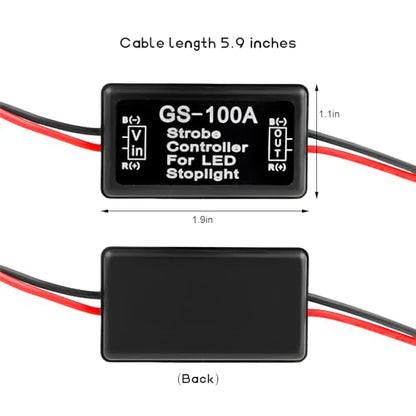 2 PCS Flash Strobe Controller, 12V-24V GS-100A LED Flasher Brake Light Strobe Module, Universal Flashing Module Controller for Motorcycles Cars Trucks Tail Stop Lamp