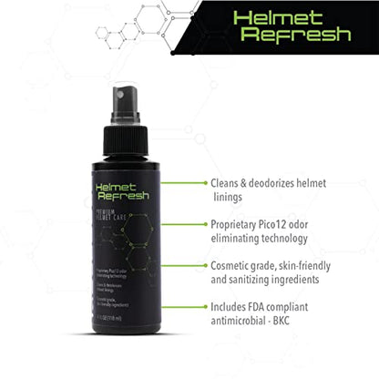 Molecule Helmet Refresh Spray | Premium Helmet Care | Cleans & Deodorizes Helmets, Visors, and Goggles | Signature Fresh Scent | 4 Ounces