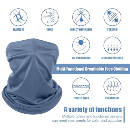 Geyoga 6 Pieces Summer UV Protection Cooling Neck Gaiter Face Clothing Neck Gaiter Mask Scarf Sunscreen Breathable Bandana - color: Blue‑gray