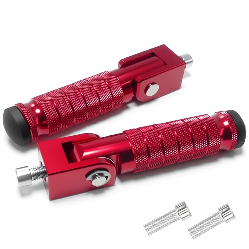 M8 Universal CNC Motorcycle Foot Pegs Degree Foldable Bike Pegs Aluminum Fit Electric Car Motorbike Scooter Mini Bike Ebike Dirt Bike Go Kart Honda Yamaha Suzuki Aprilia Super73 (Red, Type A) - color: Red, size: Type A