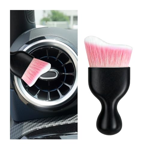 Car Interior Detailing Brush, Curved Soft Bristles Vehicle Removal Dust Collectors, Scratch-Free Automotive Cleaning Tool Accessories, Universal for Truck SUV Sedan (Pink White Bristle) - color: Pink White Bristle