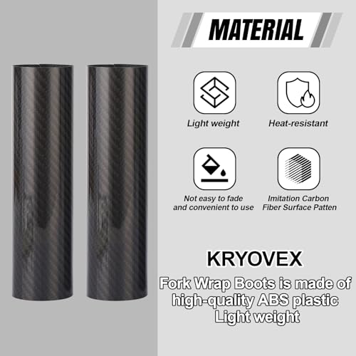 Motorcycle Fork Boots - Carbon Fiber Shock Guard Protector, 190mm Universal Fit for Dirt Bike & Street Motorcycles (2 PCS) - size: 220mm