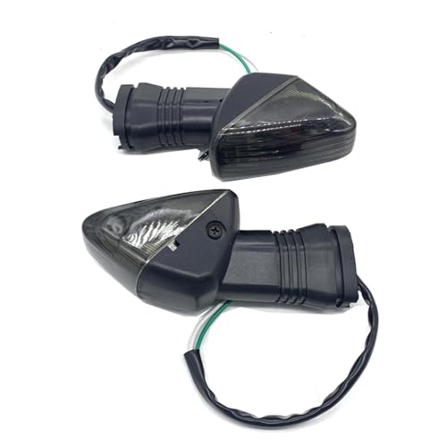 2Pcs Motorcycle Turn Signal Indicator Light Compatible with KAWASAKI ZX6R ZX-6RR KLE500 KLE 650 KLR650 Front/Rear Blinker Lamp (Black Shell) - color: Black Shell