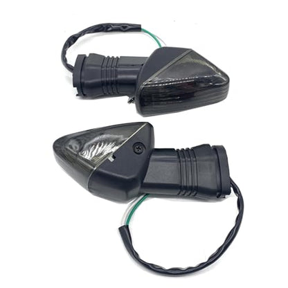 2Pcs Motorcycle Turn Signal Indicator Light Compatible with KAWASAKI ZX6R ZX-6RR KLE500 KLE 650 KLR650 Front/Rear Blinker Lamp (Black Shell) - color: Black Shell
