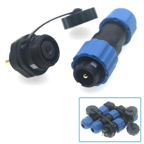 SD13 IP68 1-7 PIN Waterproof Power Connector, High Voltage Circular Industrial Electrical Cable Wire Connector Plug, Rear Nut Panel Socket (3, Rear nut Male Plug, 1pin) - color: Rear nut male plug, size: 1pin