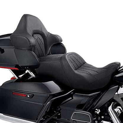 C.C. RIDER Driver Passenger Seat Hammock Seat Fit For Harley Touring 2009-2023 Street Glide Road Glide Road King Electra Glide CVO Models 2009-2022, Standard Reach Black Stitching - color: 15# Black
