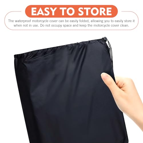 Motorcycle Cover, Heavy Duty Waterproof Sun Outdoor Motorbike Cover, Motorcycles Vehicle Covers for Protect Against Dust, Debris, Rain, Universal for Motorcycles Bikes (Black)