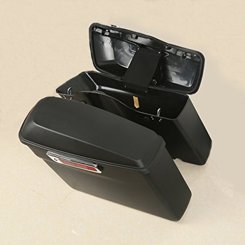 Matte Black Hard Saddlebags for Harley Touring FLT, FLHT, FLHTCU, FLHRC, Road King, Road Glide, Street Glide, Electra Glide, Ultra-Classic 2014-later - color: Matte Black saddlebags w/Chrome latches Kit