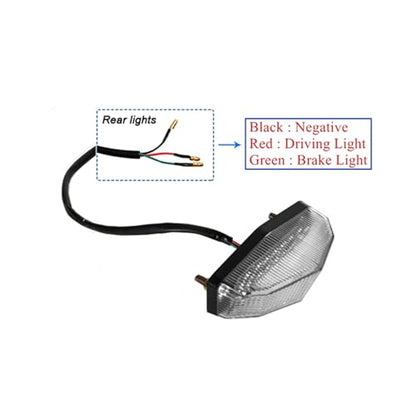12V Universal 12 LED Motorcycle Rear Tail Light Brake Stop Running TAIL LIGHT Compatible With ATV Dirt Bike Dual Sport (Clear) - color: Clear