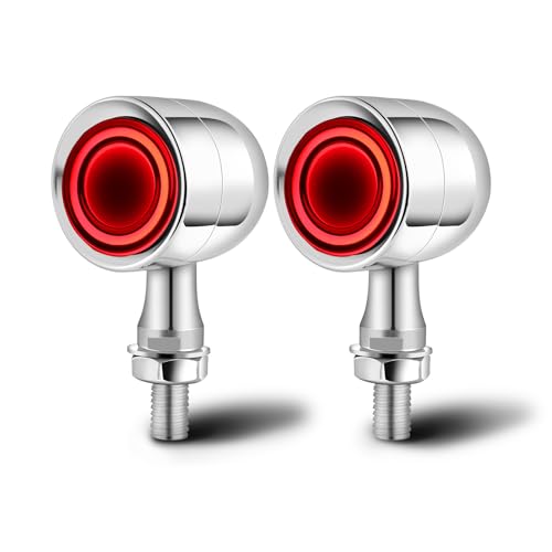 DREAMIZER Motorcycle Led Turn Signal Lights 2pcs,Bullet Blinker Motorcycle Front Rear Brake Light Universal Compatible with Harley Honda Suzuki Triumph Yamaha Bobber Cafe Racer Chopper - color: A-Rear/Chrome shell + yellow-red light