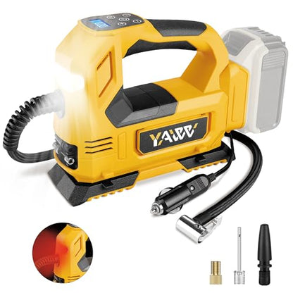 Cordless Tire Inflator Air Compressor Compatible with Dewalt 20V Battery,160PSI Portable LED Light Handheld Pump with Digital Pressure Gauge Cars Motorcycles Bikes Balls(Battery Not Included)
