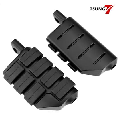 TSUNG Motorcycle Foot Pegs – Male Mount Rider/Passenger Footrests, Wide Higway Foot Rest Pedal Fit for Most V-Twin, Cruiser & Touring Motorcycles (Black) - color: Black