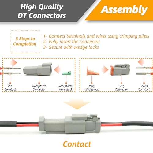 216 PCS DT Connector Kit with Ratcheting Wire Crimper for Deutsch Connector, 2 3 4 6 8 12 Pin Connectors Automotive Electrical Connectors With Size 16 Stamped Contacts & Accessories