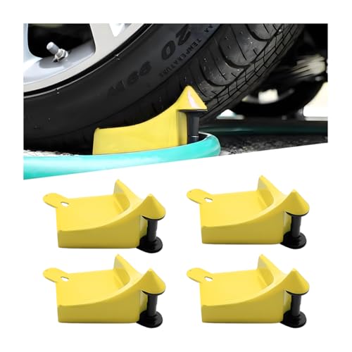 4PCS Car Hose Guide, Vehicle Detailing Cleaning Tools Hose Guides Preventing Wash Stuck Under The Tires, Automotive Wheel Rolling System Tool for Washing, Universal Fit (Yellow) - color: Yellow