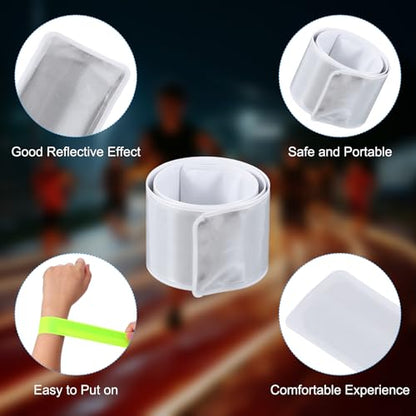 PATIKIL Reflective Slap Bands, Reflector Band Snap Bracelet Armbands High Visibility Safety Reflectors Wrist Strap Strips for Night Jogging Cycling Hiking - color: Silver