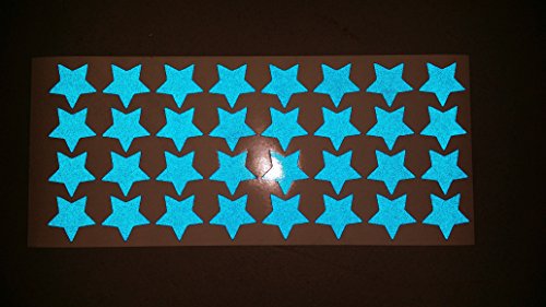 LiteMark Reflective Blue 1 Inch Stars Sticker Decals for Helmets, Bicycles, Strollers, Wheelchairs and More - Pack of 36 - color: Light Blue