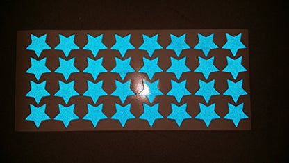 LiteMark Reflective Blue 1 Inch Stars Sticker Decals for Helmets, Bicycles, Strollers, Wheelchairs and More - Pack of 36 - color: Light Blue