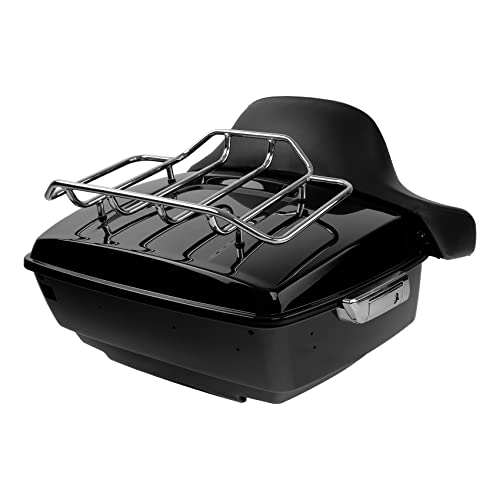 XFMT Motorcycle 13.1" King Trunk w/Top Luggage Rack Passenger Backrest Pad for 1994-2025 Harley Touring Pack Road King Street Glide Road Glide Electra Glide - color: King Tour-Pack&Around Pad&Top Rack
