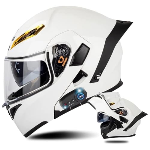 AAREG Bluetooth Modular Motorcycle Helmet with Tail DOT/ECE Approved Flip Up Front Helmets Dual Anti-Fog Visors Full Face Built-in Mp3 Integrated for Adults Unisex 55-64CM ( Color : B , Size Sma - color: B, size: Small