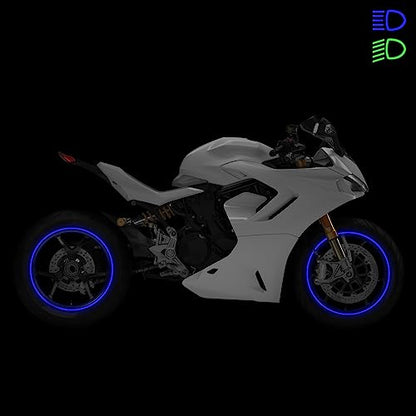 SlickMod - 17" Rim Size Motorcycle Reflective Wheel Stripes Kit - 2 Wheels/Rims Coverage Premium Stickers Pack - High Visibility (3. Blue) - color: 3. Blue