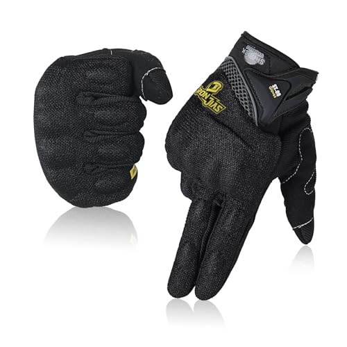 BORLENI Motorcycle Riding Gloves Touch Screen Full Finger Glove Motocross Road Racing Bike Outdoor Sports for Women Men - color: 09Black, size: Large