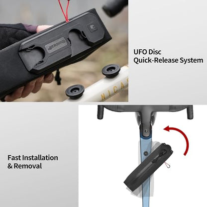 Rhinowalk Bike Top Tube Bag, Quick-Release System, Waterproof 600D TPU Cycling Frame Bag with Bolt-On Mount, Slim Aerodynamic Hard Shell Storage - color: Black Toptube Bag QL, size: 1L