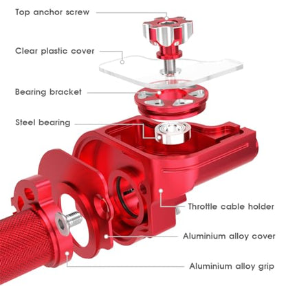 Throttle Grip Throttle Cable Motorcycle 22mm Universal CNC Aluminum Accelerator Throttle Twist Grips Handlebars for KLX CR CRF EXC XR TTR CB SSR ATV Dirt Bike Pit Bike - color: Red