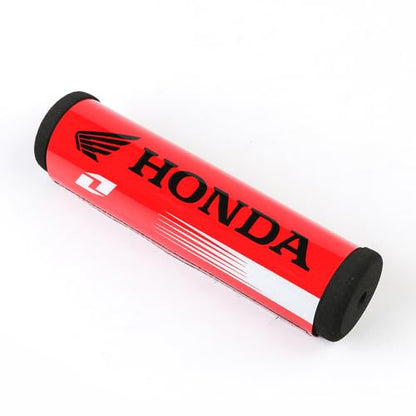 Short Red Pad & Black Text Soft Cushion High-Density Foam Crossbar Handlebar Protectors for ATVs Motorcycles Bikes (7.87in Long)