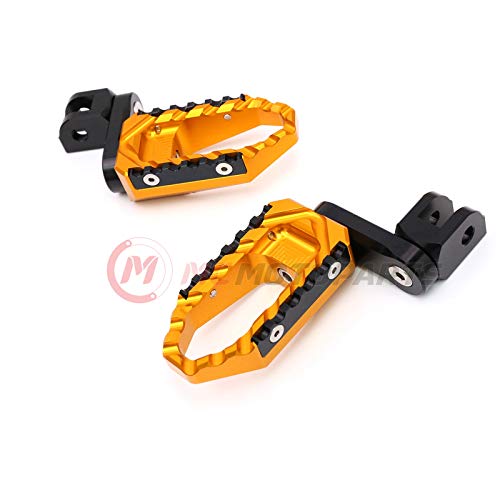 MC MOTOPARTS Gold 40mm Lowering Front Wide Touring Footpegs Compatible with MT-07 MT-09 Tracer 13-18 YZF R3 15-18 MT-10 - color: Gold, size: 40mm Extension