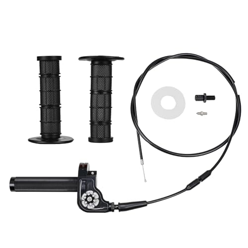 Motorcycle Twist Throttle 7/8" 22mm with Handle Grip Throttle Cable CNC Assembly Universal for CRF KLX SSR TTR DRZ CT200U 125 150 200 250cc Dirt Pit Bike ATV Mini Bike Black - color: black