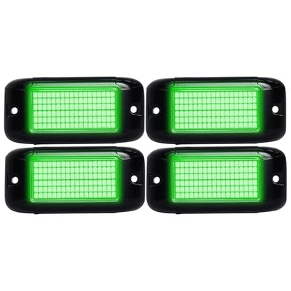 Nicoko 108 High-Power LEDs per Pod 4Pods Pure Green Rock Lights Ultra-Bright Offroad Underglow Kit Advanced Heat Dissipation IP68 Waterproof for Truck, SUV, UTV, ATV, RZR - size: Pure green rock lights