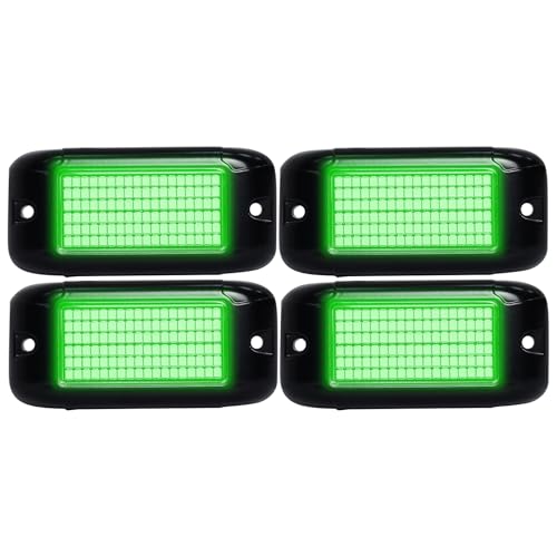 Nicoko 108 High-Power LEDs per Pod 4Pods Pure Green Rock Lights Ultra-Bright Offroad Underglow Kit Advanced Heat Dissipation IP68 Waterproof for Truck, SUV, UTV, ATV, RZR - size: Pure green rock lights