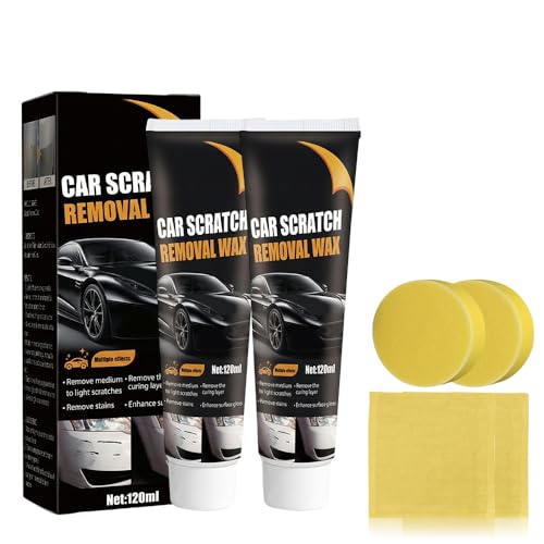 2026 New Upgrade Car Scratch Removal Wax, Scratch Remover for Vehicles with Wipe and Sponge, Car Polishing Wax Scratchs Remover, Cars Paint Scratchs Repair Kit for Deep Scratches (2 Set) - color: 2 Set