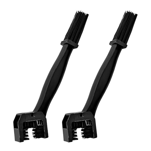 Sun Walker 2 PCS Motorcycle Chain Brush, Double-Ended Motorbike Cleaning Tool with Three-Sided Bristles, Plastic Chain Scrubber Dirt Removal Tool for Motorcycle Bicycle Mountain Bike (Black) - color: Black, 2 PCS