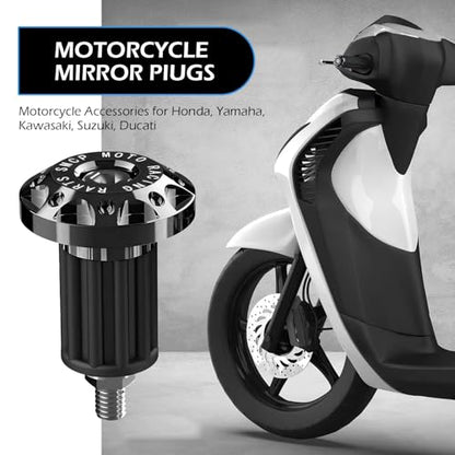 2 PCS Motorcycle Bar End Plug, Aluminum Alloy Handlebar Grip End Caps for Electric Car Scooters, Off-Road Motorcycles (Black) - color: Black