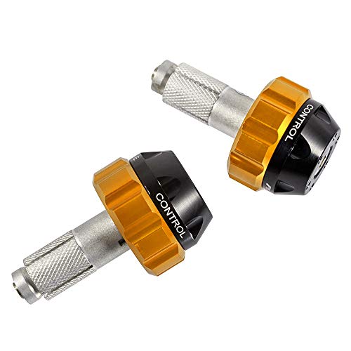 Throttle Lock Cruise Control Grip Ends Handlebar Plugs Sliders for 22mm Motorcycle Handlebar with 14mm/18mm Inner Diameter or with M6 Screw Holes (Gold) - color: Gold