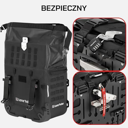 Lone Rider 31L Semi-Rigid Rackless Motorcycle Saddle Pannier Bag for BMW Motorcycle - 100% Waterproof, Dustproof Luggage with Quick Release, Safer than Hard Cases - No Racks Needed - style: 31 L