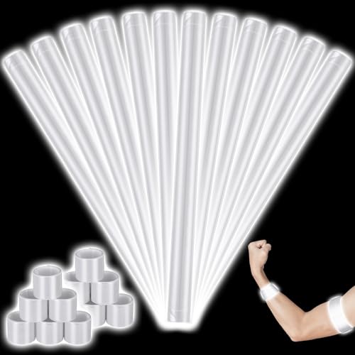 Halloscume Reflective Arm Bands 15.75 in Reflective Snap Bands Slap Bracelets High Visibility Safety Ankle Strips Gift for Night Walking Cycling Running Jogging Hiking - color: Silver