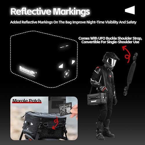 Rhinowalk 36L Waterproof Motorcycle Tail Bag Combo - Hard Shell Top Case with 22L Shockproof Camera Insert for DSLR/Drone Gear - Modular Photography & Travel Luggage (16L Tail Bag)