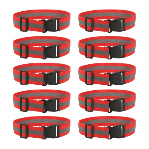 Reflective Safety Belt, Adjustable High Visibility Glow Belt Outdoor Running Gear Accessories - color: Bright Red