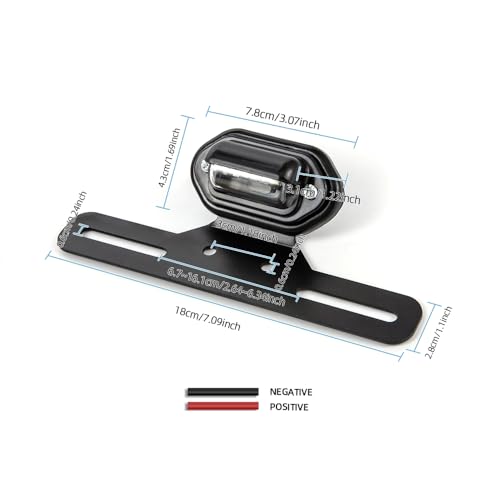 1pcs Motorcycle Tail Light With License Plate Bracket Holder Retro Rear Lamp For Cafe Racer Custom Bobber Chopper (Black-1) - color: Black-1